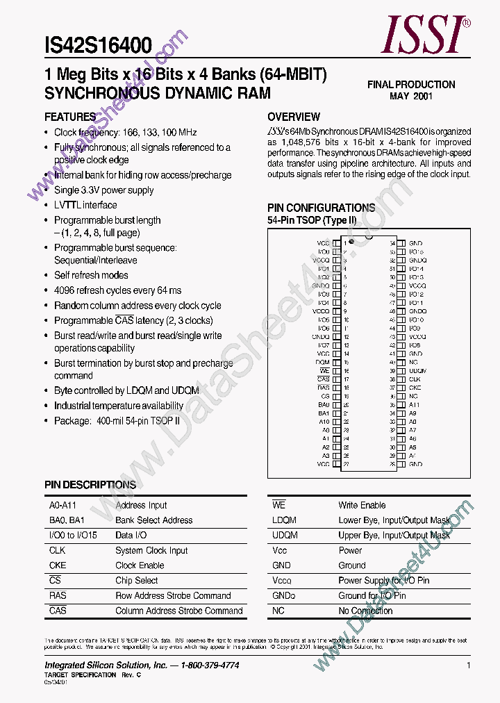 IS42S16400_1858877.PDF Datasheet