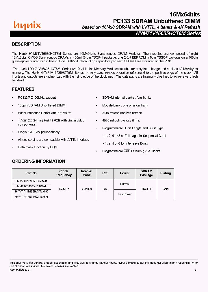 HYM71V16635HCT8M_1705331.PDF Datasheet