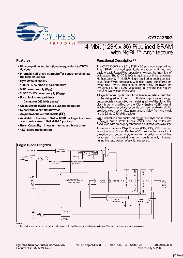 CY7C1350G-250BGXC_1754118.PDF Datasheet