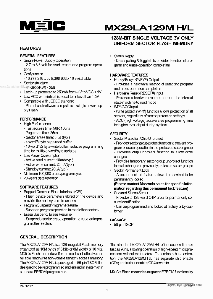 MX29LA129ML_1868899.PDF Datasheet