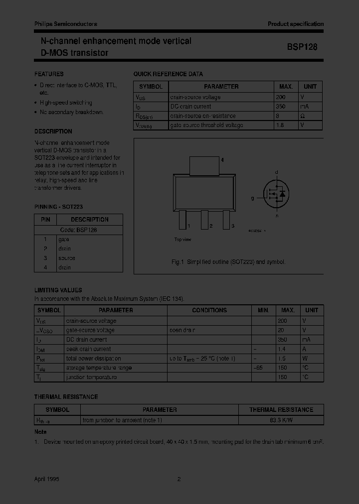 BSP128TR_1816850.PDF Datasheet