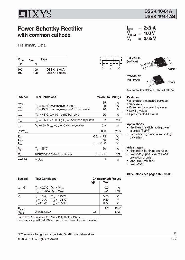 DSSK16-01A_1932867.PDF Datasheet