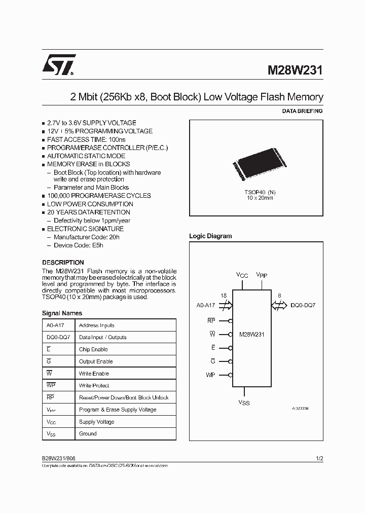 M28W231_1916816.PDF Datasheet