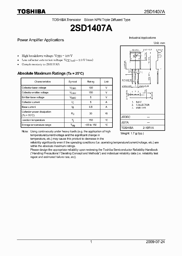 2SD1407A-YF_1996010.PDF Datasheet