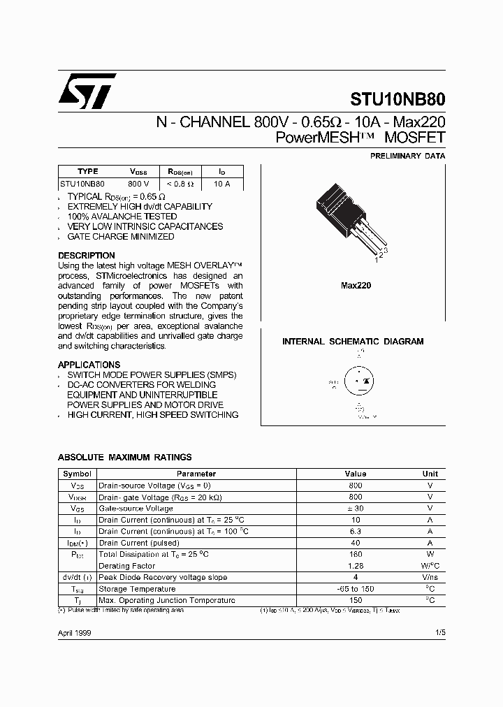 STU10NB80_2027428.PDF Datasheet
