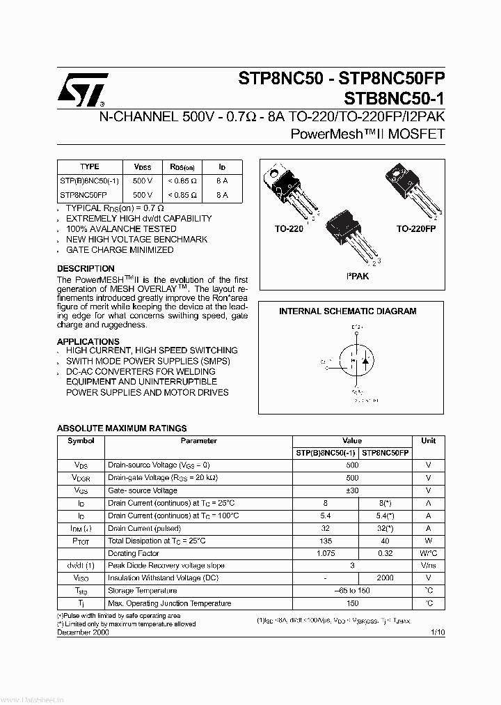 STP8NC50_2084425.PDF Datasheet