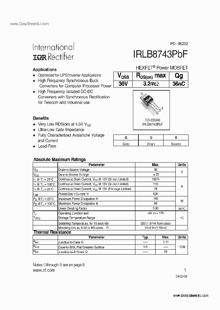 IRLB8743PBF_2108403.PDF Datasheet