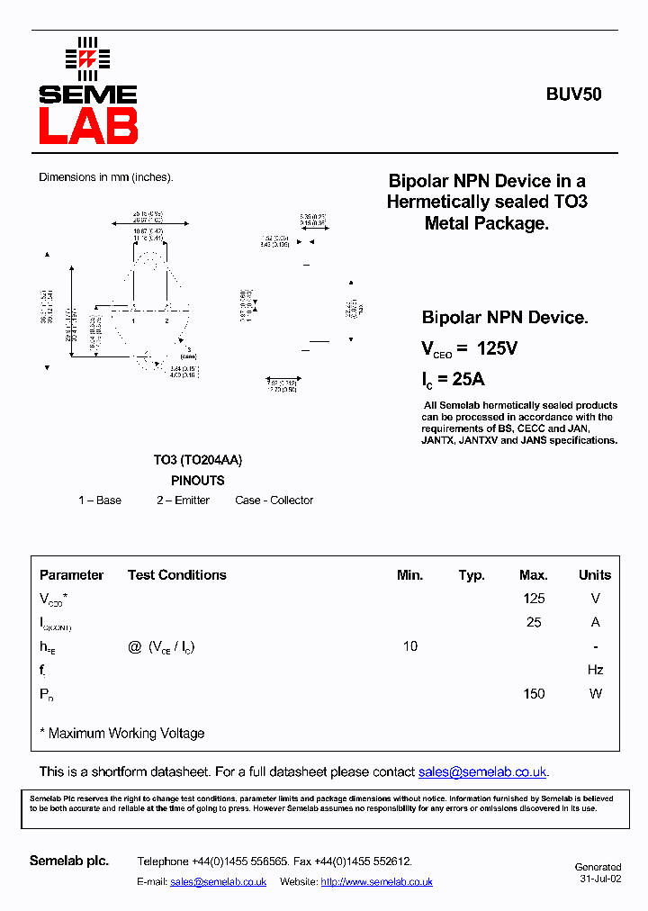 BUV50_2117545.PDF Datasheet