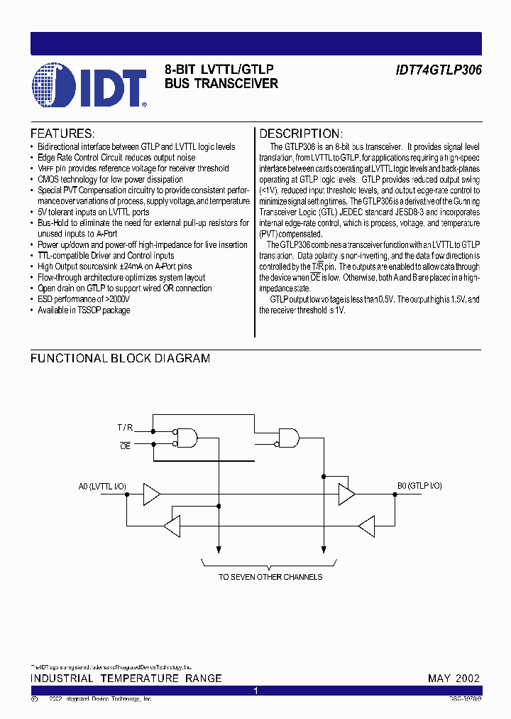 IDT74GTLP306PGI_2167191.PDF Datasheet