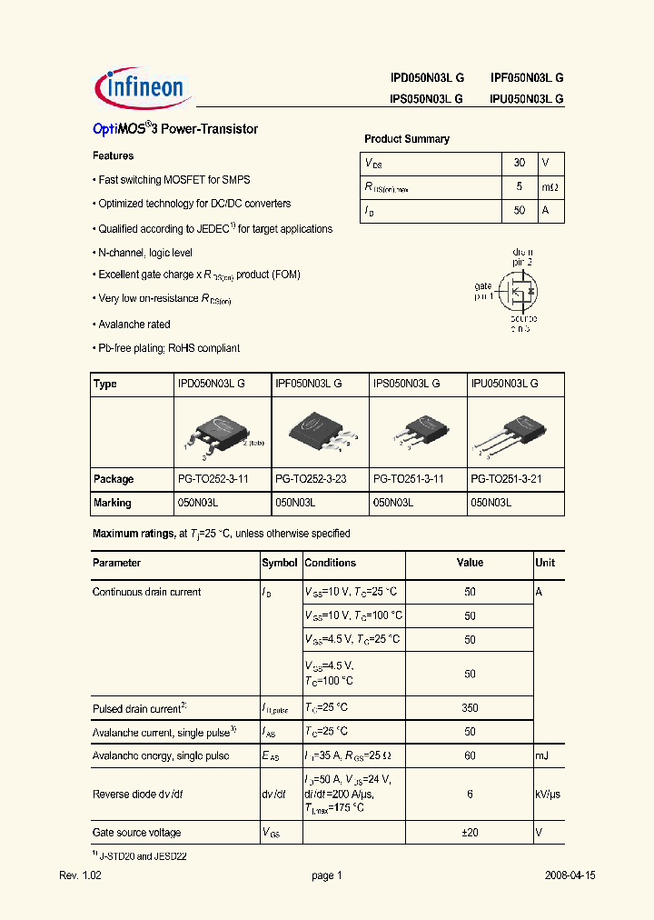 IPF050N03L_2216493.PDF Datasheet