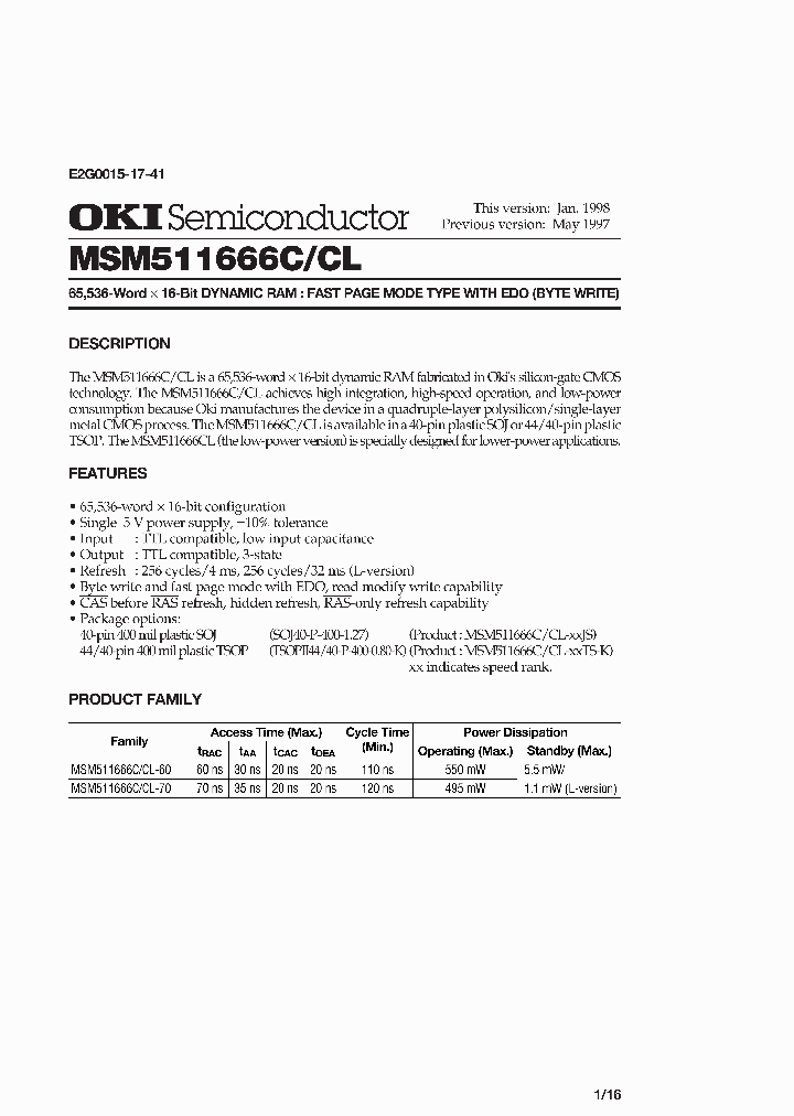MSM511666CL-XXTS-K_2229518.PDF Datasheet
