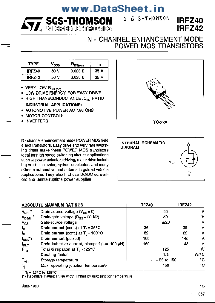 IRFZ40_2231388.PDF Datasheet