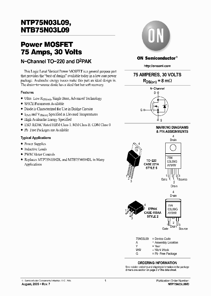 NTP75N03L09_2233801.PDF Datasheet
