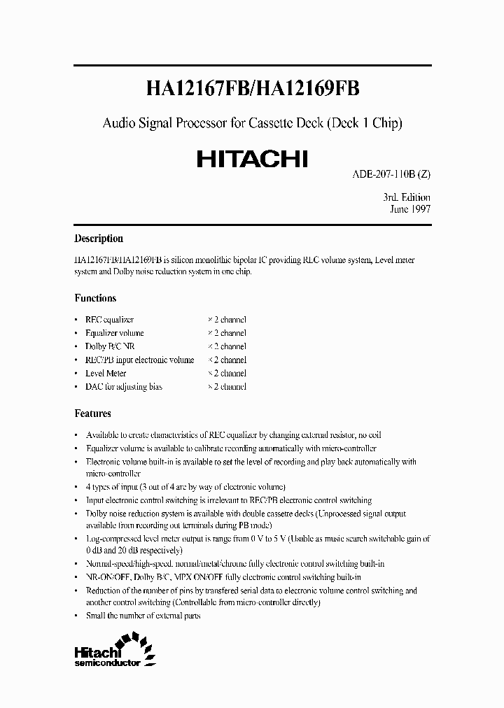 HA12167FBHA12169FB_2246714.PDF Datasheet