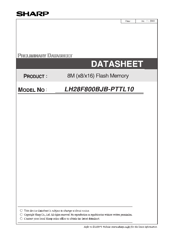 LH28F800BJB-PTTL10_2257864.PDF Datasheet