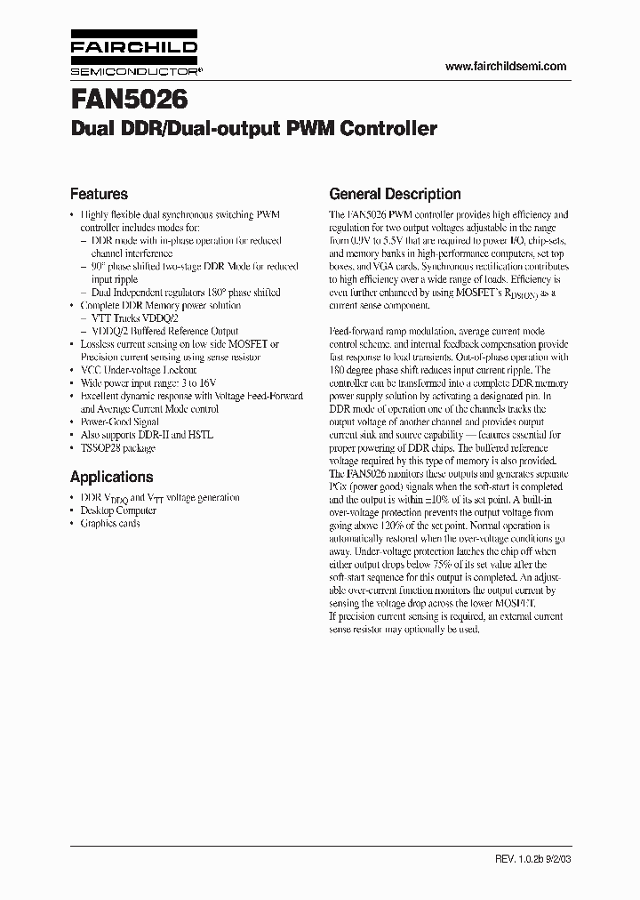 FAN5026_2294416.PDF Datasheet