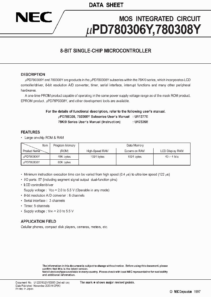 UPD780306YGF-XXX-3BA_2406959.PDF Datasheet