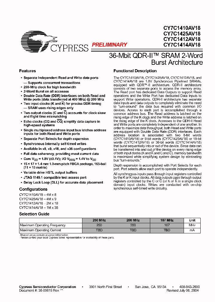 CY7C1410AV18-200BZC_2428970.PDF Datasheet