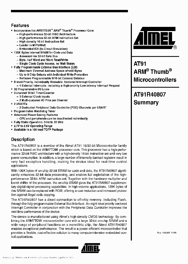 AT91R40807-33AC_2464982.PDF Datasheet