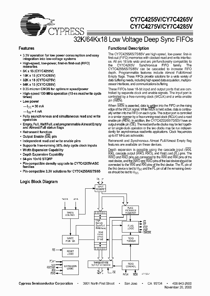 CY7C4265V-10ASC_2608564.PDF Datasheet