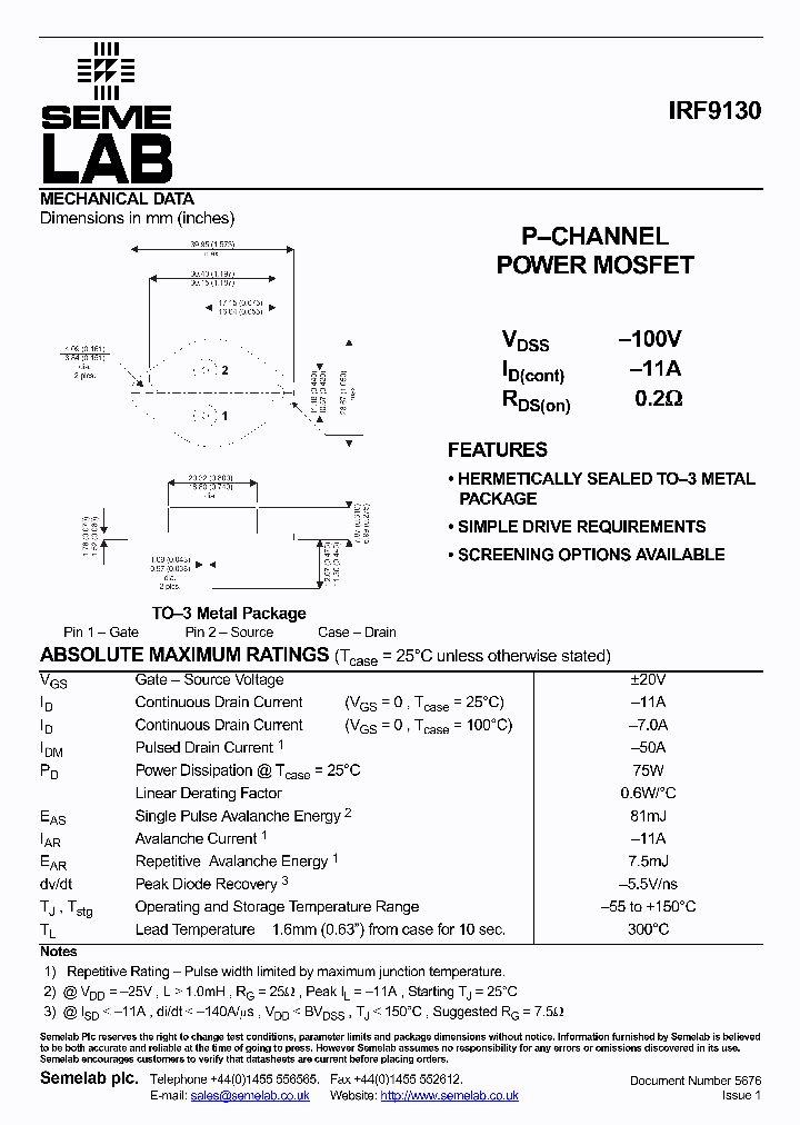 IRF9130_2610525.PDF Datasheet