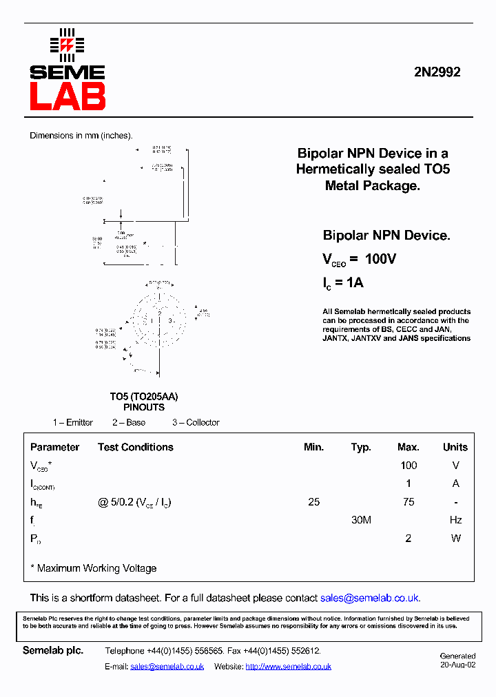 2N2992_2620084.PDF Datasheet