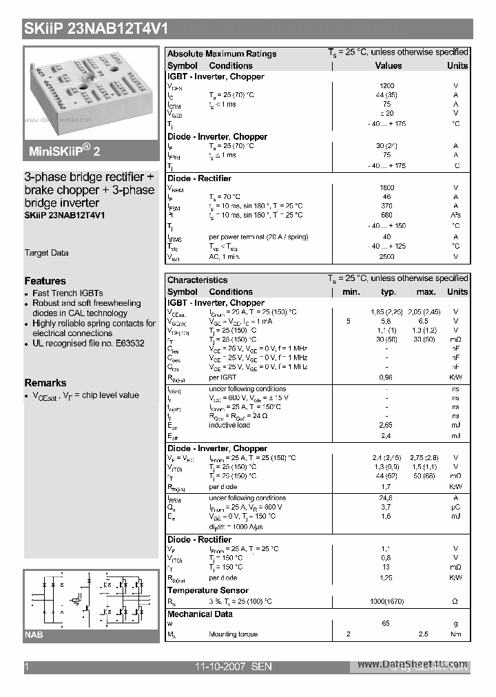 SKIIP23NAB12T4V1_2745294.PDF Datasheet