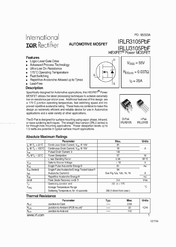 IRLU3105PBF_2762282.PDF Datasheet