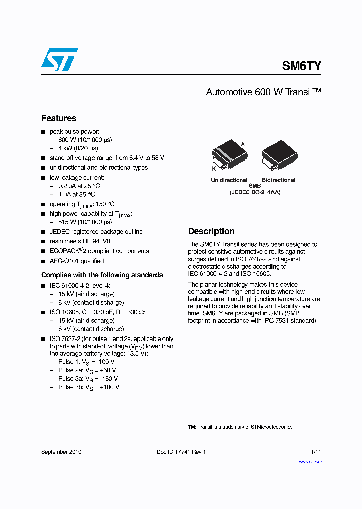 SM6T22AYCAY_2780006.PDF Datasheet