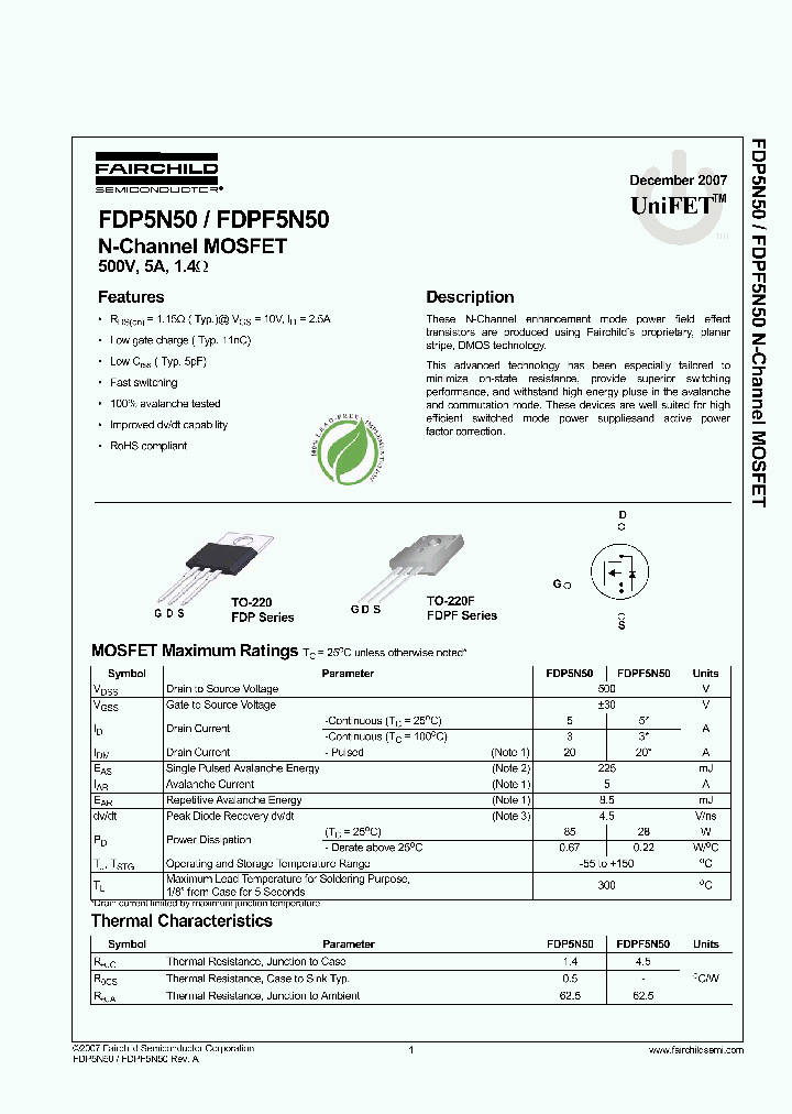 FDPF5N50_2829399.PDF Datasheet