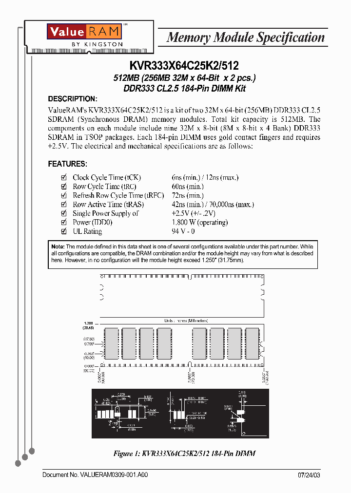 KVR333X64C25K2512_2850538.PDF Datasheet