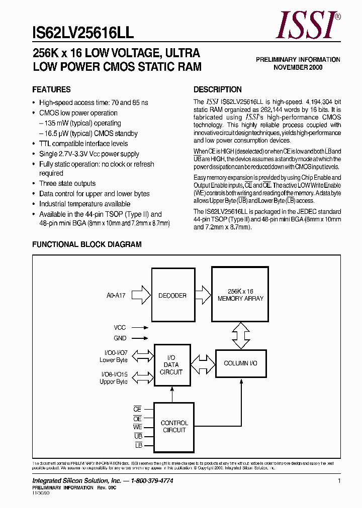 IS62LV25616LL_2882068.PDF Datasheet