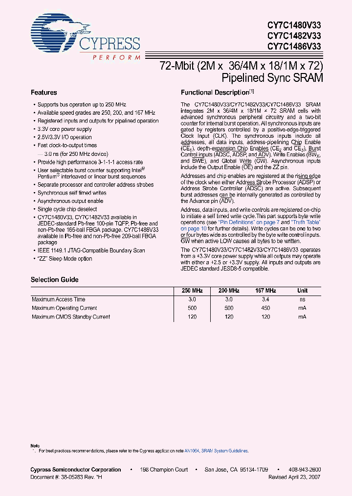 CY7C1482V33_2976776.PDF Datasheet