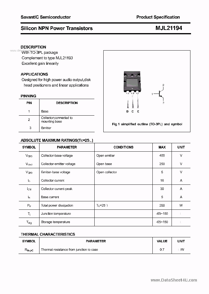 MJL21194_3037369.PDF Datasheet