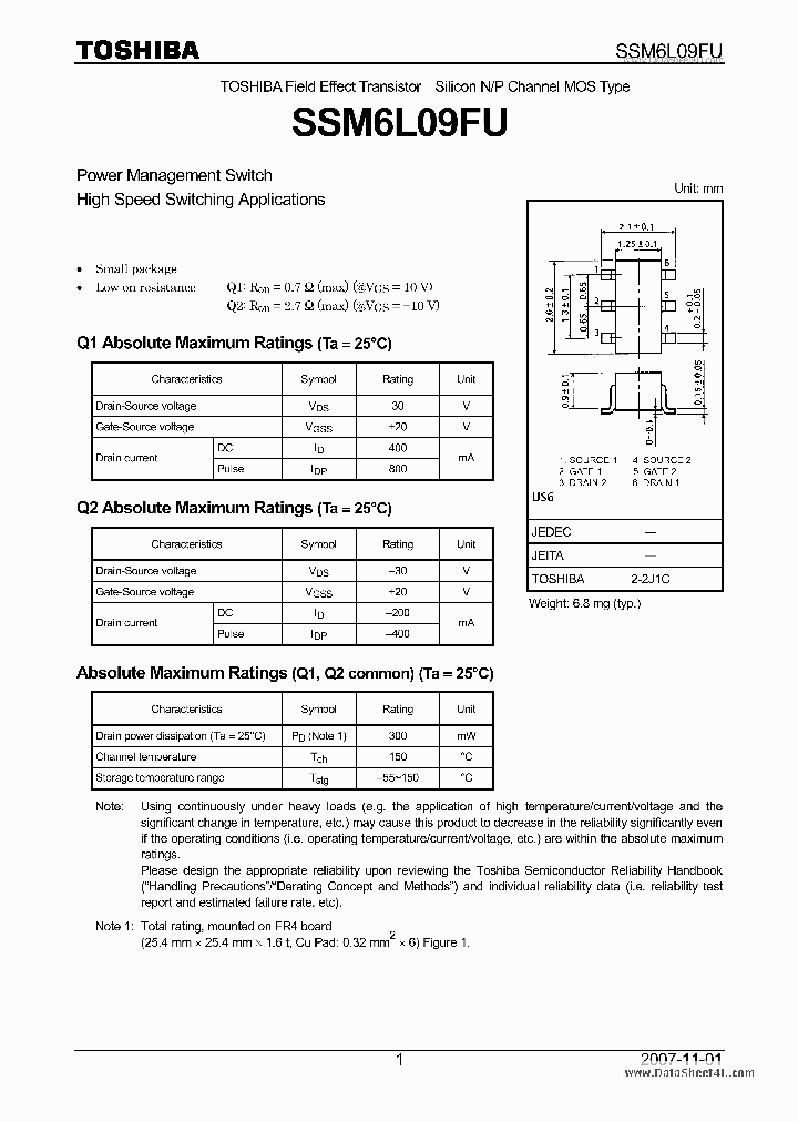 SSM6L09FU_3104222.PDF Datasheet
