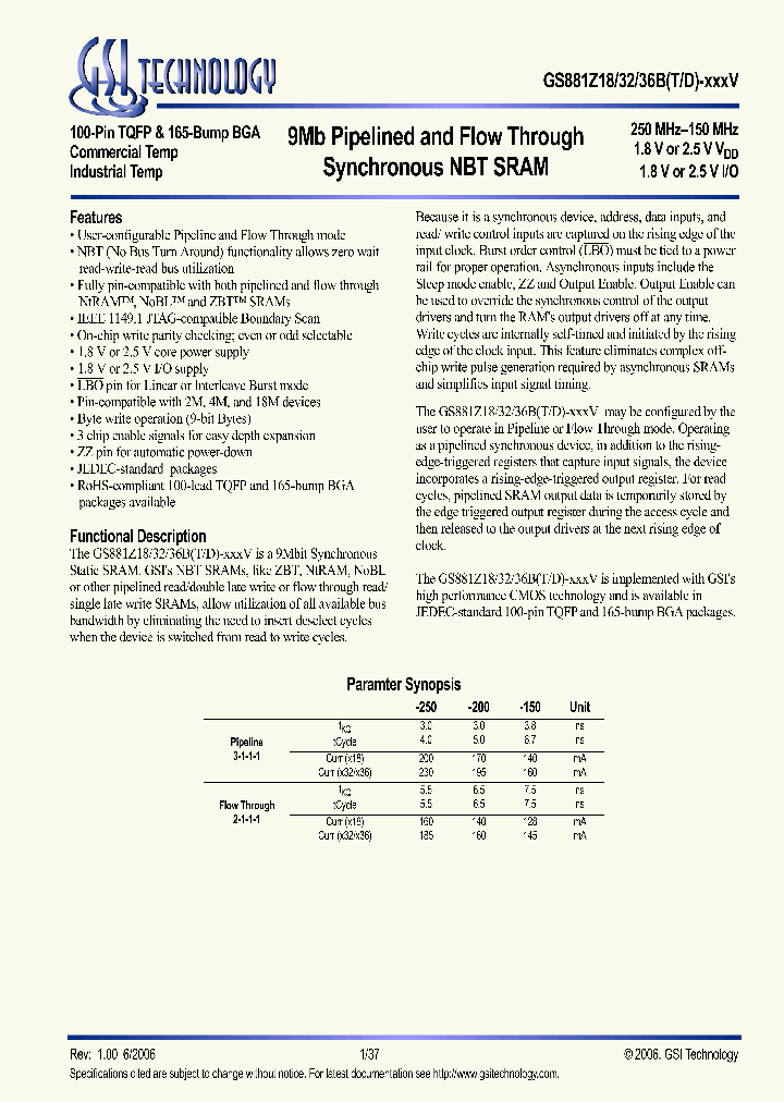 GS881Z18BD-150IV_3123252.PDF Datasheet