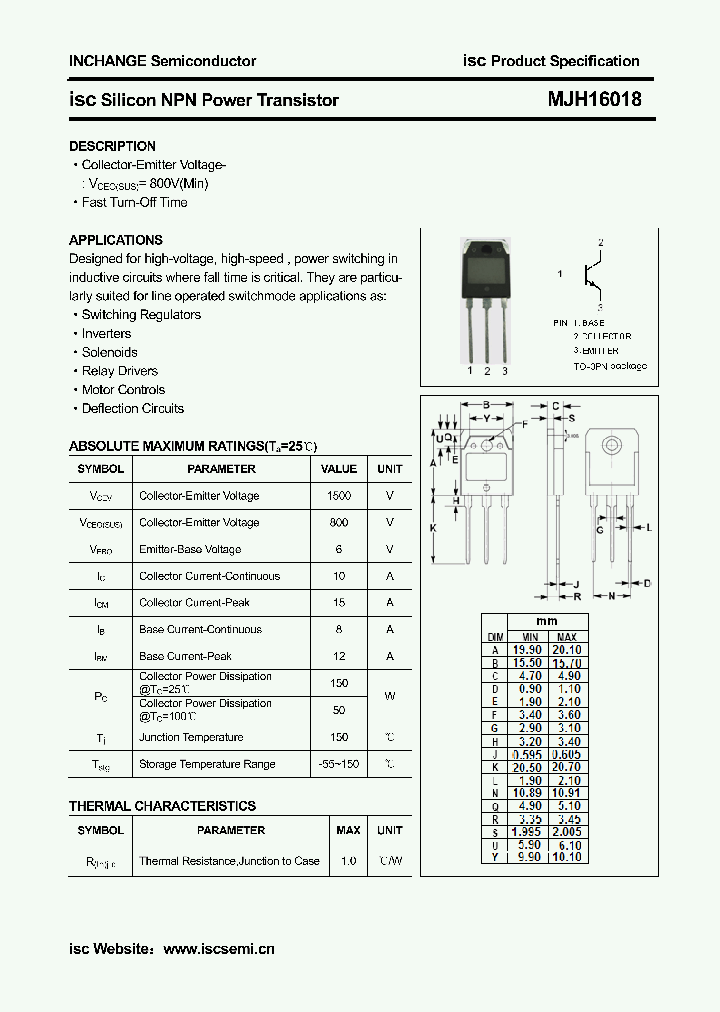 MJH16018_3125217.PDF Datasheet