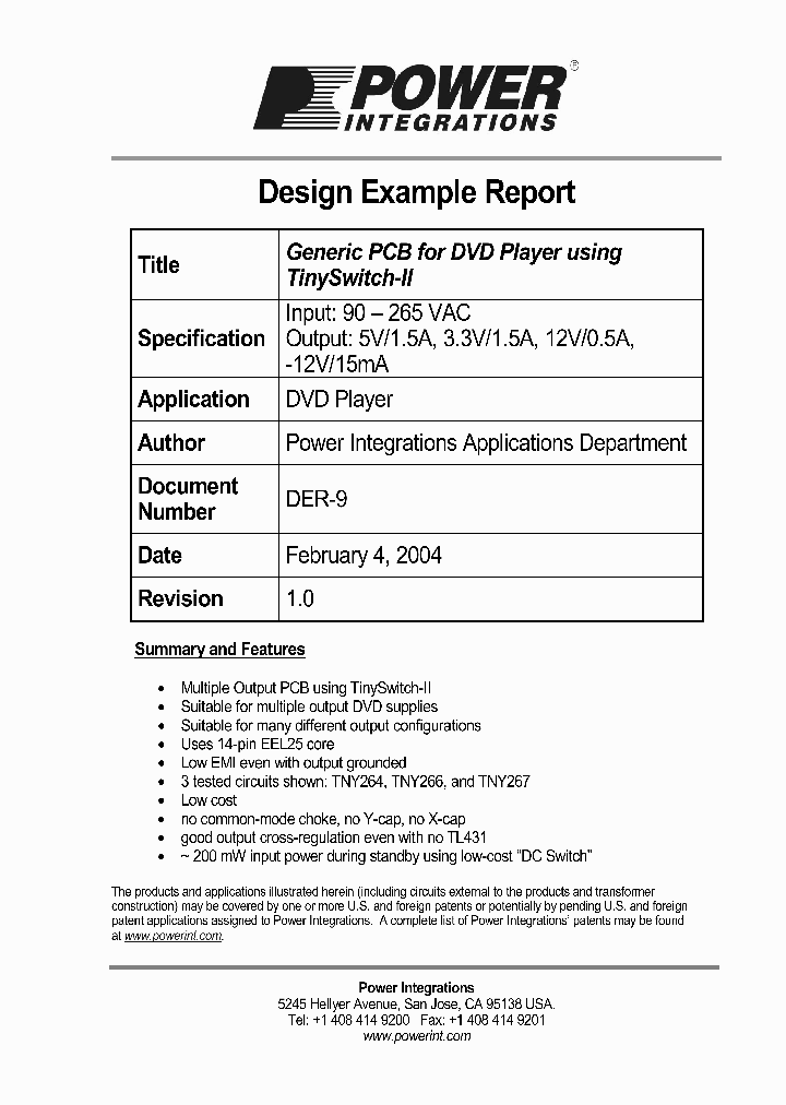 TNY264_3172423.PDF Datasheet