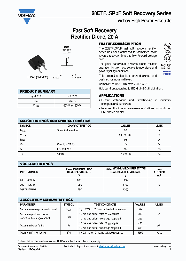 20ETF08SRTLPBF_3188280.PDF Datasheet