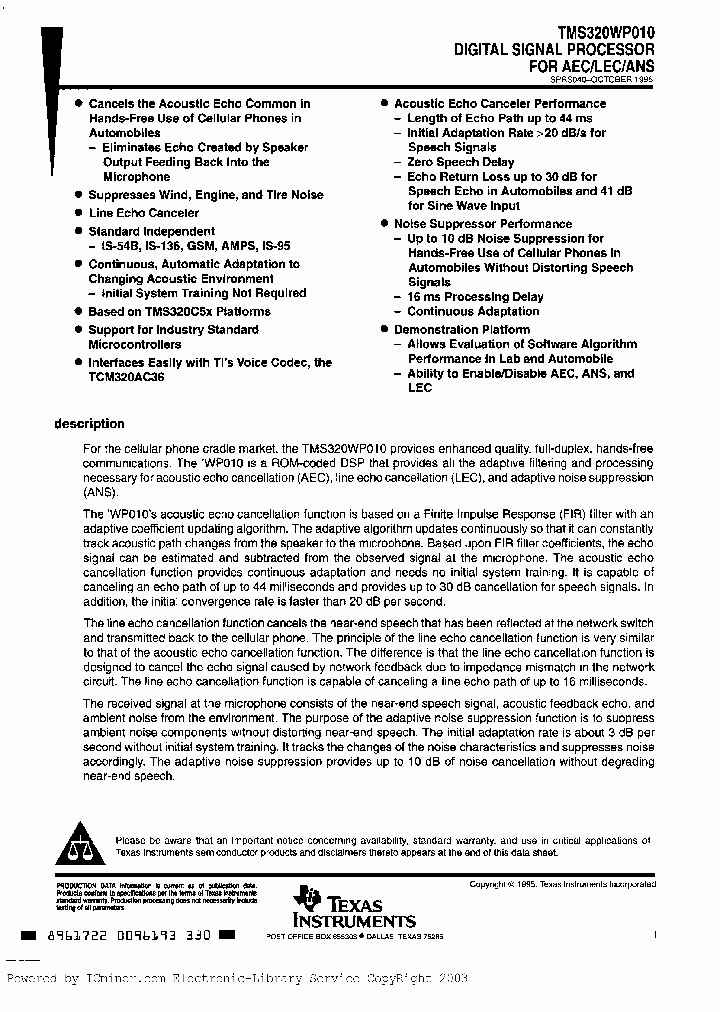 TMS320WP010PZA_3201487.PDF Datasheet
