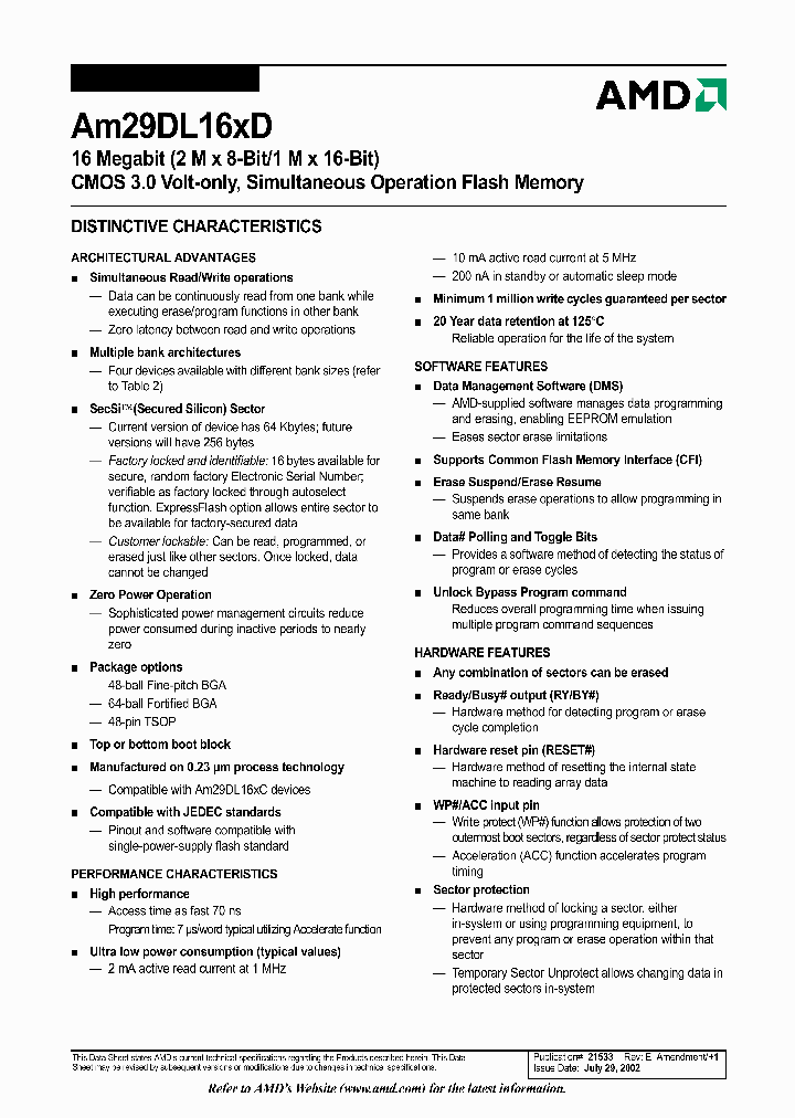 AMD29DL164DT70WCI_3203131.PDF Datasheet