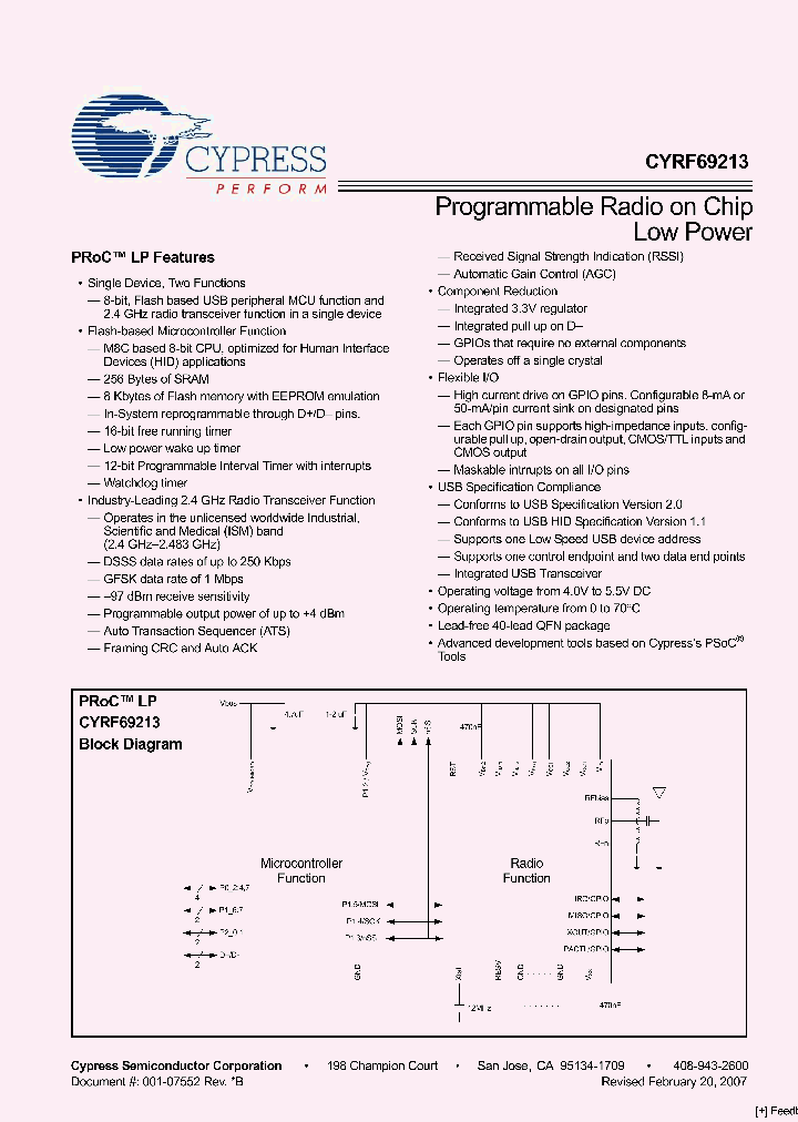 CYRF69213-40LFXC_3214700.PDF Datasheet