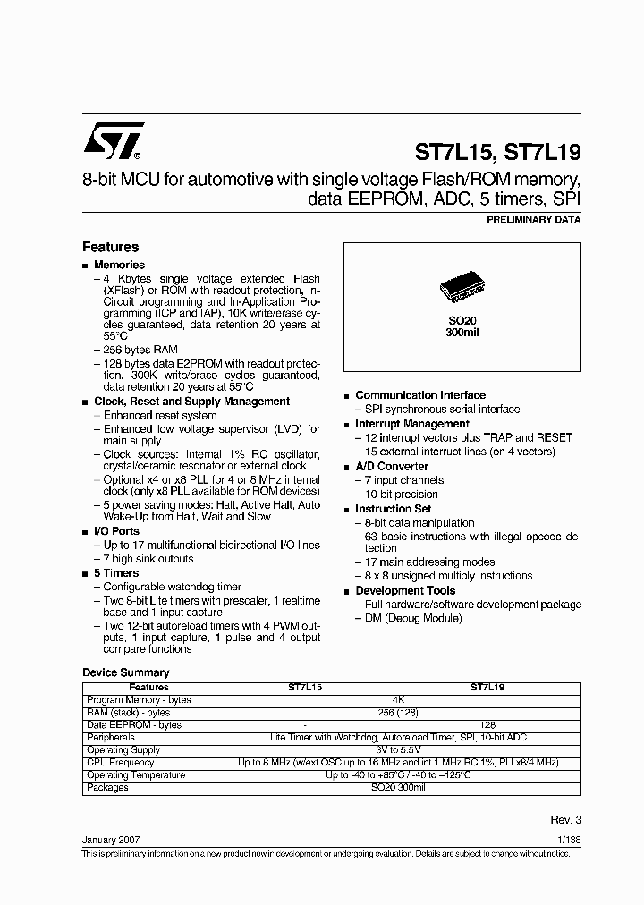 ST7FL19F1MAE_3247208.PDF Datasheet