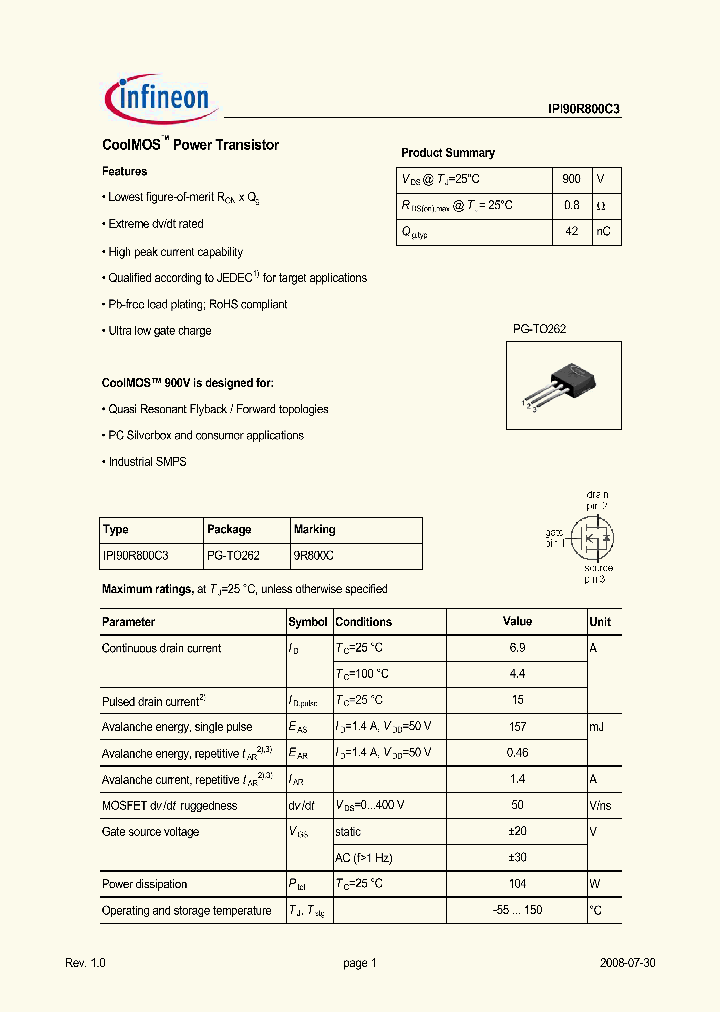IPI90R800C3_3251864.PDF Datasheet