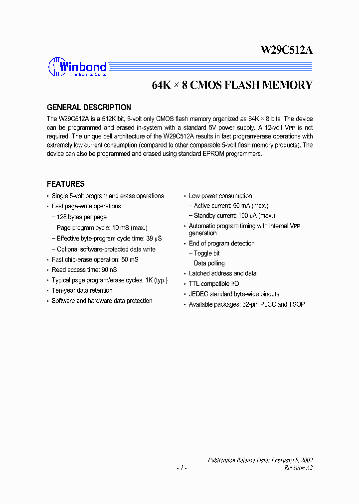 W29C512AP-90_3276446.PDF Datasheet