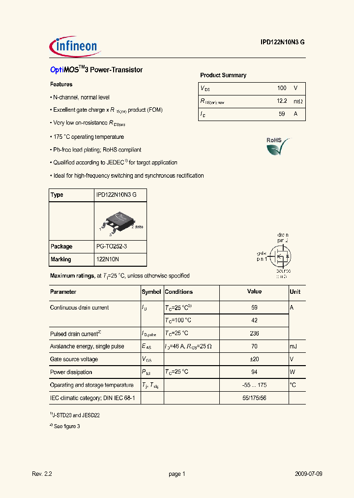 IPD122N10N3G_3294107.PDF Datasheet