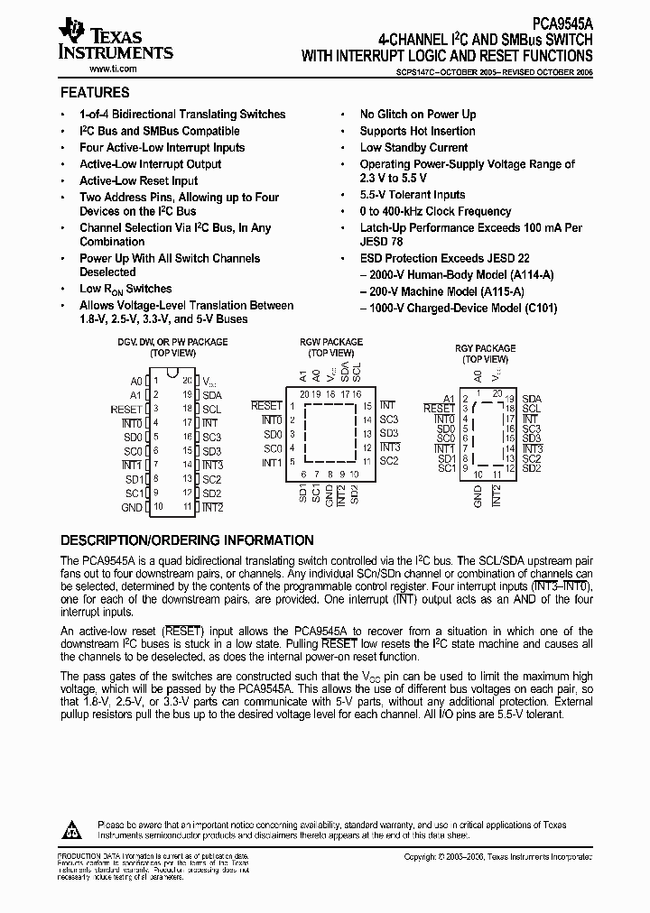 PCA9545APWTE4_3337946.PDF Datasheet