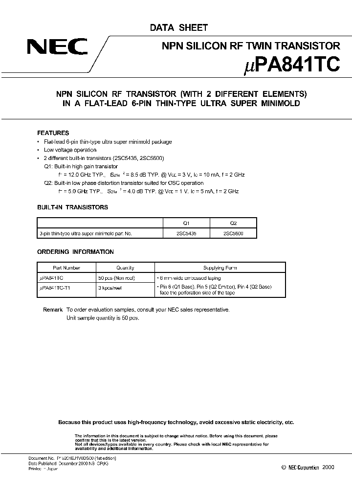 UPA841TC-T1_3384016.PDF Datasheet