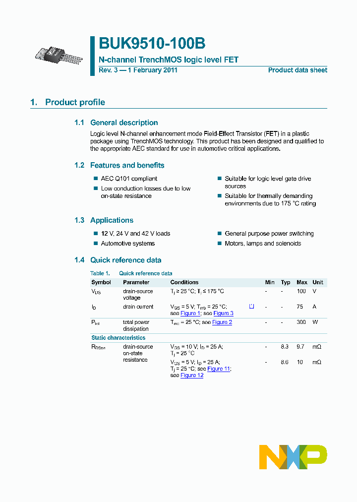 BUK9510-100B_3417863.PDF Datasheet