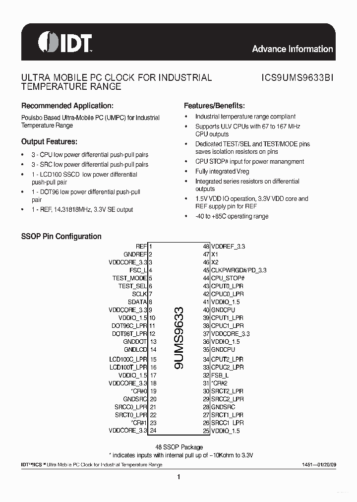 ICS9UMS9633BI_3492780.PDF Datasheet